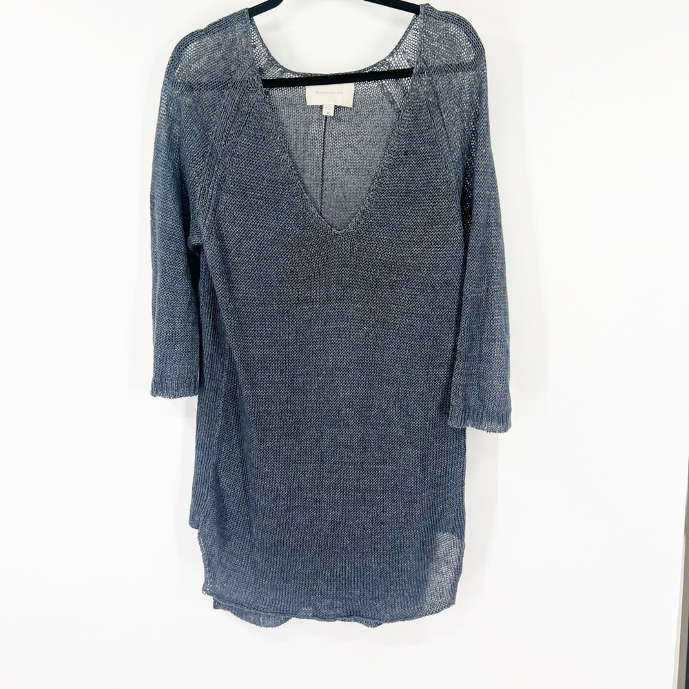 Brochu Walker Knit V-Neck 100% Tunic Sweater